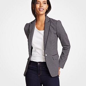 Ann Taylor Black and White Striped Blazer
